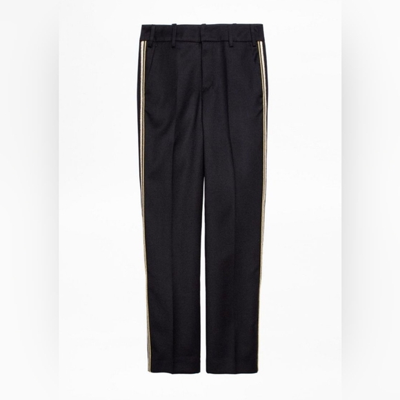 NWT Zadig & Voltaire Gold Stripe Black Pant - Picture 3 of 11